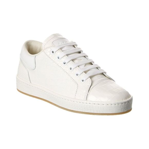 Giuseppe Zanotti Gz/City Croc-Embossed Leather Sneaker, White - Picture 1 of 5